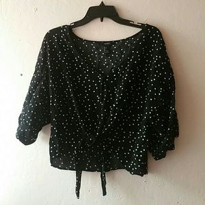 Forever 21 button crop top polka dots